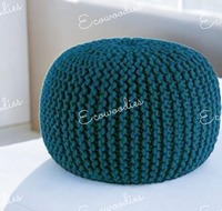 Pouf ottoman en crochet industriel 100% coton, qualité supérieure, rond, avec rangement, léger, empilable, pour chambre à coucher, jardin