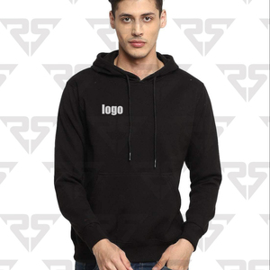 Sweats à capuche noirs personnalisés en gros avec votre logo personnalisé imprimé cordons de serrage à capuche encolure kangroo poche sweat à capuche OEM - Product Image 1