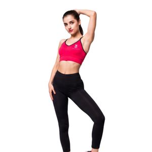 Women’s <b>Pink</b> Sports Bra and Black High Waist <b>Leggings</b> Two Piece Yoga <b>Gym</b> Workout Activewear Set - Product Image 2