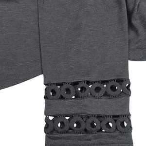 Blusa Casual de Manga Larga para Mujer, Cuello Holgado, Detalle de Encaje en las Mangas, 100% Algodón, Tejido de Verano, Elegante, Ropa de Moda para el Día a Día - Product Image 6