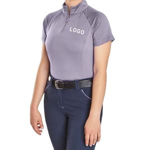 Ropa de Equitación de Alta Calidad al por Mayor, Tops Ecuestres con Logotipo Personalizado, Camiseta Deportiva de Malla con Cremallera para Mujer, Capa Base - Product Image 4