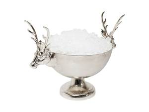 AK Brass Hammered Design Round Metal <b>Ice</b> <b>Bucket</b> In Silver Finished <b>With</b> <b>Lid</b> & Golden Leaf Design For Barware / Partyware - Product Image 5