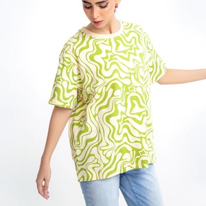 Camiseta de cuello redondo con estampado completo personalizado OEM 2025 para mujer, camisetas de lujo de algodón, camiseta sencilla de Color sólido para bebé para mujer - Product Image 2