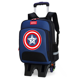 Capital American School Bag With Trolly Design Lunch Bag Kits Boy's Liked Navy Red White Classic Colors Back To School Bag - Product Image 3