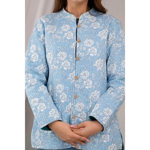 Women's Lightweight Cotton Quilted Sky Blue <b>Jacket</b> Printed-SHKL1025 - Product Image 6