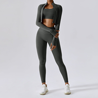 Combinaison de yoga respirante en spandex/polyester, ensemble de fitness pour la salle de sport, logo personnalisé, ensemble trois pièces, combinaison de sport pour homme