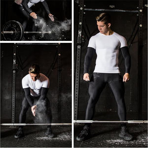 Pantalon de compression en polyester respirant pour hommes, poches à cordon de serrage, collants de sport frais et secs, couche de base, entraînement de gymnastique, course à pied - Product Image 6
