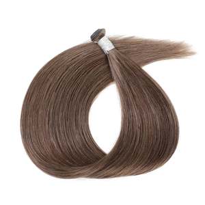 ผมแท้ 100% เรมี่  ต่อผมแบบแฮนด์ไทด์  ตรงธรรมชาติ 8A สีน้ำตาลประกายเทา - Product Image 1