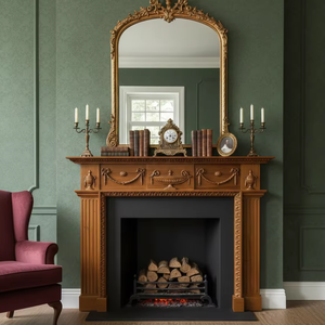 Décoration de cheminée de style classique en bois d'acajou - Product Image 1