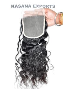 Vente en gros d'extensions de cheveux humains indiens bouclés à double trame 5*5 fermeture naturelle pour femmes noires cuticule alignée machine non traitée - Product Image 6