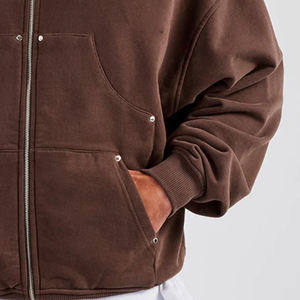 Sweat-shirts et pulls à capuche pour hommes en coton 100% tricoté surdimensionné en molleton français, design unique, logo personnalisé, couleur marron, vêtements d'extérieur d'hiver - Product Image 6