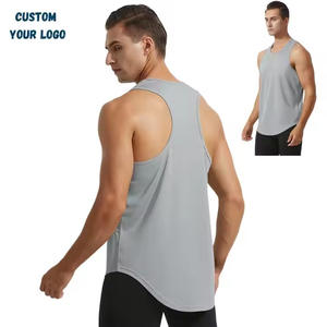 2026 Low MOQ Custom Logo Men's Summer Muscle Breathable Quick Drying <b>Mesh</b> Polyester Stringer Racerback Tank <b>Top</b> - Product Image 2
