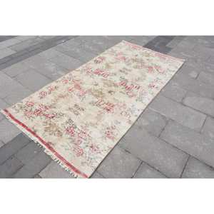 Alfombra Clásica Beige Roja de Gran Tamaño Estilo Kilim Turco Ecológica para Comedor 3.9 x 7.5 pies, Rectangular de Lana y Látex de 10mm con Diseño Patchwork - Product Image 4