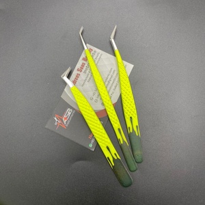 2023 pince à épiler d'extension de cils vert citron personnalisée pince à cils durable et forte avec pointe en fibre nouveau Design marque privée - Product Image 3