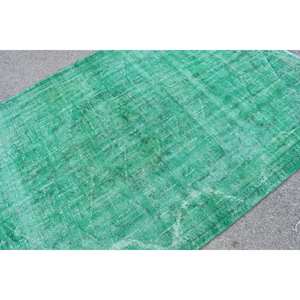 Alfombra turca clásica moderna de área grande, lana verde de 5,2x8,8 pies con patrón abstracto, estilo rectangular, diseño de Tabriz con respaldo de látex - Product Image 5