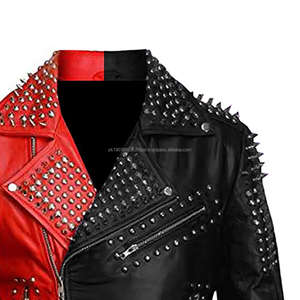 Chaqueta de Cuero Estilo Gótico Rock Punk para Hombre, Chaqueta de Motociclista con Remaches, Cierres, Plumas y Capucha, para Primavera/Invierno, Ecológica y Personalizable - Product Image 5