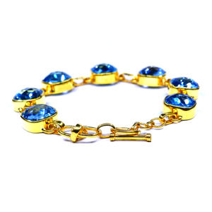 Blue Topaz <b>Bracelet</b> Gemstones Classic Attractive Sterling <b>Silver</b> 925 Trendy Unique Wedding Wear Couple - Product Image 2