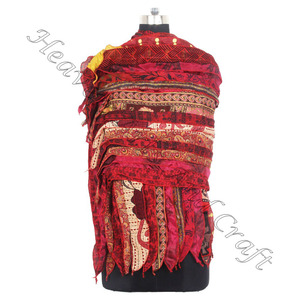 Tái Chế Lụa Sari 15 Dải Thiết Kế Handmade Chiếc Khăn Lấy Trộm Khăn Choàng <span class=keywords><strong>Sc532</strong></span> Tốt Lụa Bán Buôn Tái Chế Cổ Điển Sari Nữ Khăn - Product Image 4