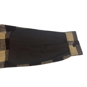 Vente en gros de chemises en flanelle style camionneur grande taille à carreaux, col rabattu, boutonnées, style motard, avec logo personnalisé brodé, pour achat en gros - Product Image 4