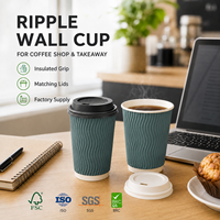 Cangkir Teh Cokelat Panas Ramah Lingkungan, Biodegradable, Dapat Didaur Ulang, dari Kertas Kraft Eco Ripple, untuk dibawa pulang dari Toko Teh Cokelat
