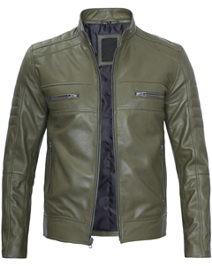 Chaqueta de bombardero de invierno ajustada para hombre, cuello levantado, cremallera frontal asimétrica, abrigo de motorista con logotipo inspirado en motocicletas, Material de piel de vaca - Product Image 5
