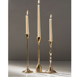 Juego de tres candelabros de Metal con acabado dorado de último estilo, candelabro de Mesa para el hogar de estilo moderno, candelabro hecho a mano - Product Image 1