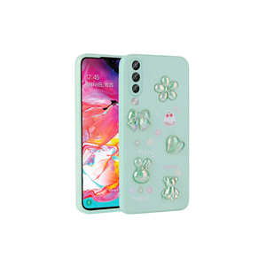 Étui en silicone brillant vert clair de luxe pour Samsung pour Galaxy A70, motif en relief, anti-traces de doigts, coque arrière protectrice INS - Product Image 1