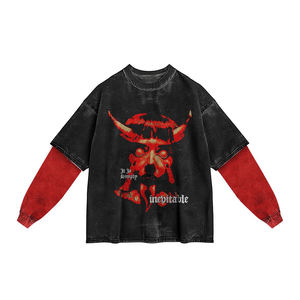 Custom Printed Wholesale Double Sleeve T-<b>Shirts</b> Customize Top Quality Heavyweight Men's <b>Shirts</b> - Product Image 3