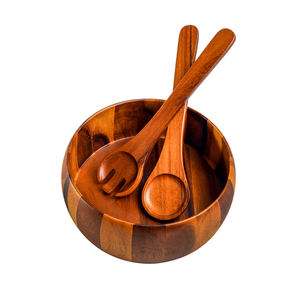 Bol de service avec cuillères pour vaisselle meilleur prix brillant couleur marron bol en bois ustensiles de cuisine stockage des aliments - Product Image 1