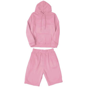 Conjunto de sudadera con capucha y pantalones cortos de dos piezas para hombre con logotipo personalizado, atuendo cómodo, perfecto para entrenamiento de gimnasia, deportes de entrenamiento y ropa informal - Product Image 1