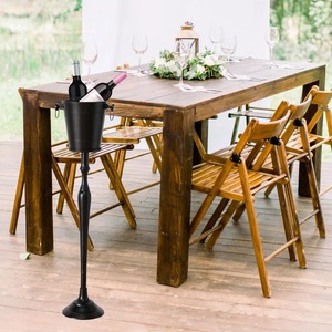 Refroidisseur de vin en métal de seau à glace de Champagne de finition enduite noire avec la base de poignée et de support d'anneau pour le refroidisseur décoré de Barware - Product Image 4