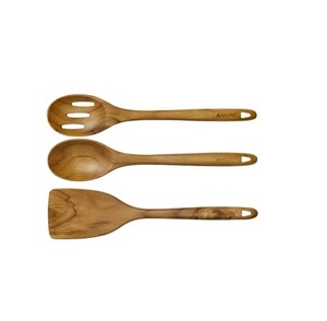 Juego de cucharas de espátula de madera de teca Natural no tóxicas de agarre suave 3 uds ecológicas para cocinar utensilios de sartén antiadherentes herramientas - Product Image 4