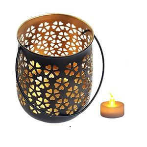 Juego de 2 velas votivas de hierro de diseño floral único con candelabros de acero negro decoración moderna de tamaño mediano para el hogar - Product Image 5