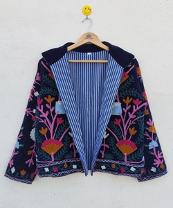 เสื้อแจ็คเก็ตผ้าฝ้ายปักลายดอกไม้สไตล์โบฮีเมียน คอจีน แขนยาว ไซส์ใหญ่ เสื้อคลุมลำลองสำหรับฤดูใบไม้ร่วง สำหรับผู้ใหญ่ - Product Image 4