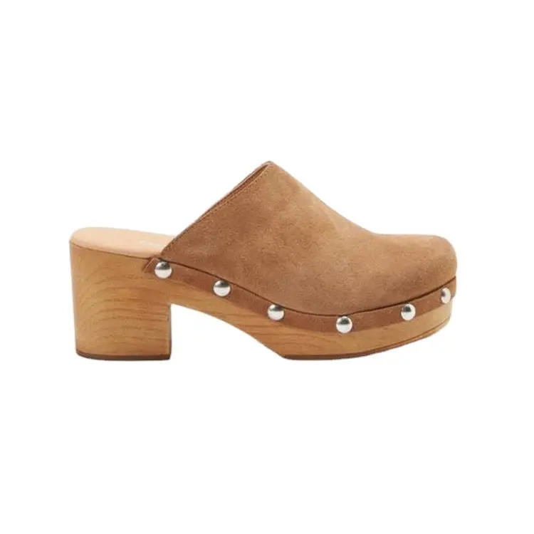 2021 Top Selling Wholesale Supply Leather Lining Women's Casual Wear Cow Suede Wooden Clogs Shoes/Flats