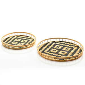 Bandeja de Servicio de Metal y Ratán de Primera Calidad, Forma Rectangular, Tamaño Grande, Elegante Bandeja de Comida Tejida, Perfecta para Eventos Gastronómicos - Product Image 6