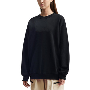 Couleur unie imprimé col rond à manches longues ample 100% coton sweat femme haut pour l'automne et l'hiver 2025 personnalisé surdimensionné - Product Image 2