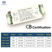 Alimentation à découpage 60W 12V / 24V certifiée CB TUV, transformateur AC/DC pour éclairage LED de miroir et bandes LED