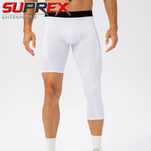 Leggings de compression pour hommes, longueur intégrale, taille élastique, tissu à séchage rapide offrant un confort extensible et un soutien pour la salle de sport et la course à pied - Product Image 4