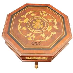 Table d'entrée octogonale classique de luxe en laiton et en bois - Product Image 5