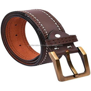 La mejor artesanía hecha a mano Cinturón casual de cuero de grano completo hecho a medida Cinturones y accesorios de cuero originales cosidos en blanco - Product Image 5