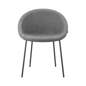 Upholstered Dining <b>Chair</b> with Padded Fabric <b>Shell</b> and Anthracite Painted Four-Leg Metal Frame for Restaurant Hotel Made in Italy - Product Image 1
