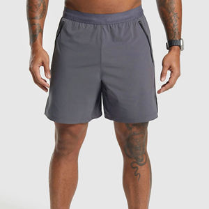 Huzaifa กางเกงกีฬาขาสั้นผู้ชายสำหรับฤดูร้อนกางเกง100% ผ้าโพลีเอสเตอร์แบบทึบกระเป๋าข้างไซส์สหรัฐใส่ฟิตเนสยิมวิ่ง - Product Image 1