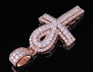 Elegant S925 <b>Sterling</b> <b>Silver</b> <b>Cross</b> Pendant <b>Necklace</b> With Round Cut Moissanite Diamond Hip Hop Style - Product Image 3
