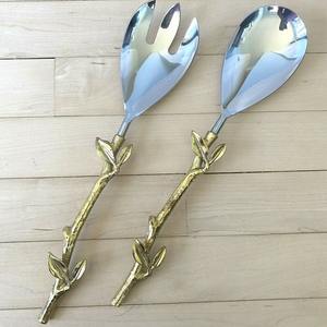 Juego de servidor de ensalada de latón de lujo mango decorativo cocina comedor utensilios para servir para el hogar restaurante evento - Product Image 2