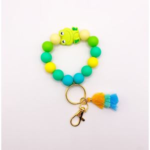 Porte-clés fait main avec perles en bois et anneau en acier inoxydable | Porte-clés coloré en perles de bois et acier inoxydable | VRNQ - Product Image 6