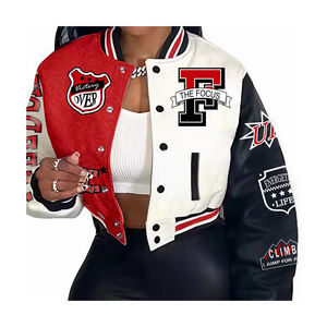 Qualité supérieure Letterman Baseball School College Bomber Varsity Jacket Veste à manches en cuir véritable violet et or - Product Image 6