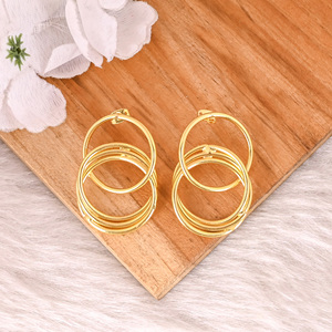 ขายส่งมาก25คู่ที่ไม่ซ้ำกันทองเหลืองชุบทองต่างหูกลมอินเทรนด์แต่งงานหมั้นของขวัญสำหรับงานเลี้ยงผู้หญิง - Product Image 1