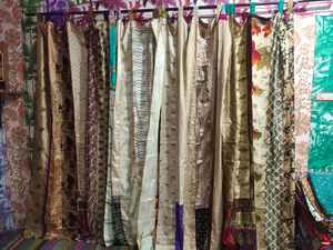 Cortina de bolsillo de varilla Sari de seda de colores surtidos Vintage indio, sombreado de luz completa para tragaluz, decoración del hogar, sala de Estar, comedor - Product Image 2