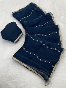 ชุดส่าหรีปักเลื่อมลายสไตล์ดาราคอลเลกชันดีไซเนอร์อินเดีย - Product Image 5